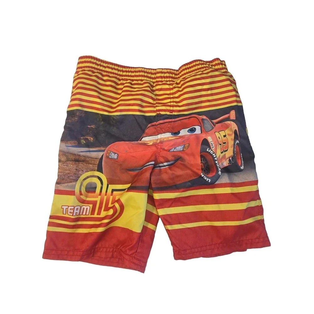 Disney Store Cars Swim Shorts 5T Lightning McQueen Cars Pixar Swimming Trunks